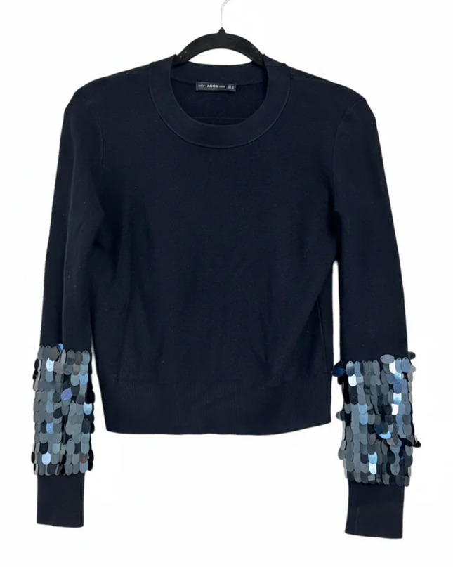 Zara Black Sequin Sleeve Knit Sweater
