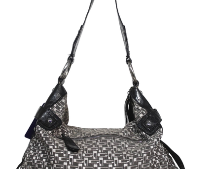 Guess Black & Grey Patterned Monogram Shoulder Bag