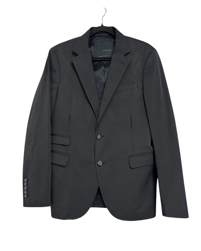 Zara Man Black Tag Wool Blend Tailored Blazer