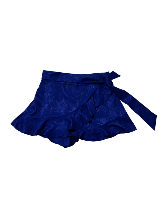 River Island Blue Textured Ruffle Tie-Waist Skort