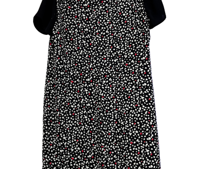 W Black/White/Red Patterned Short Sleeve Shift Dress