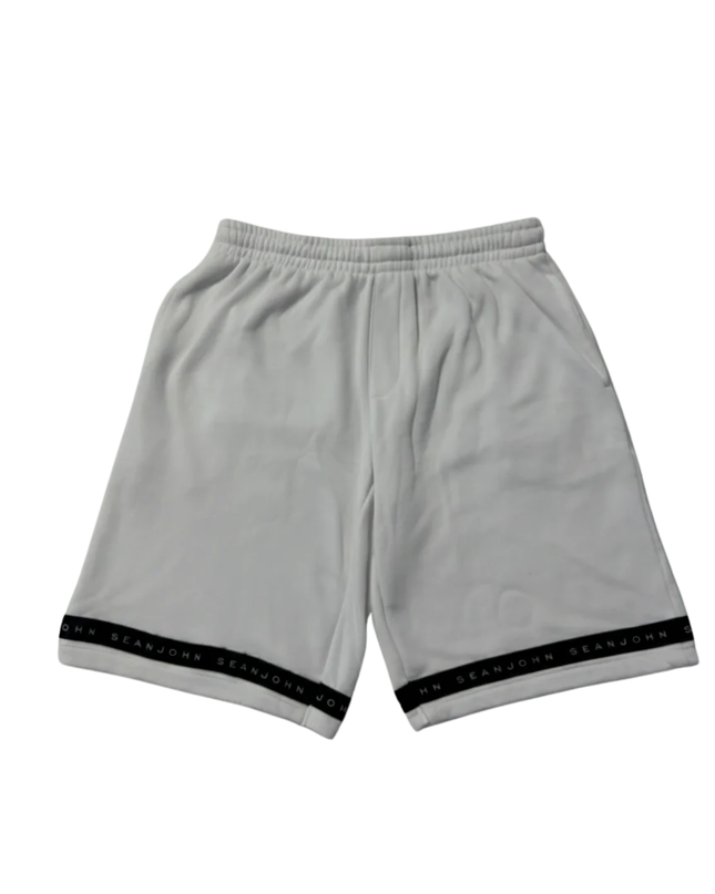 Sean John White Logo Hem Sweat Shorts