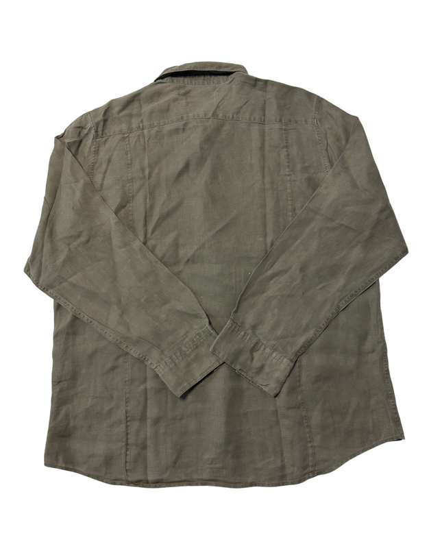 Calvin Klein Olive Modern Fit 100% Linen Button-Down Shirt