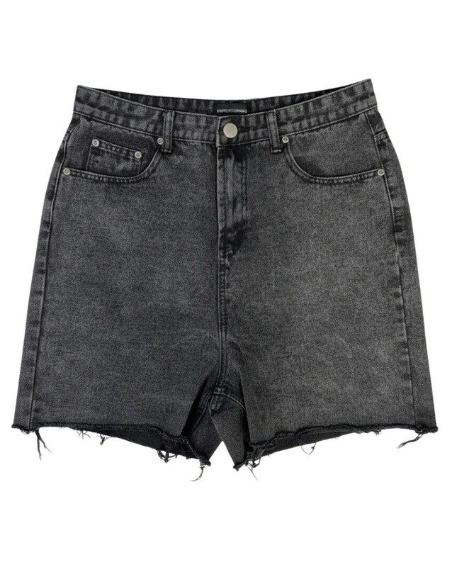 PrettyLittleThing Grey Acid Wash Denim Cut-Off Shorts