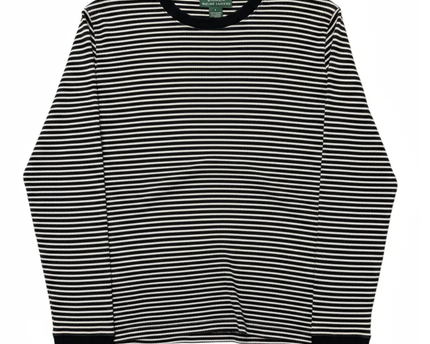 Lauren Ralph Lauren Black/White Striped Rib-Knit Sweater