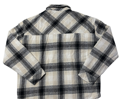 Aeropostale Black and Beige Plaid Button-Down Jacket
