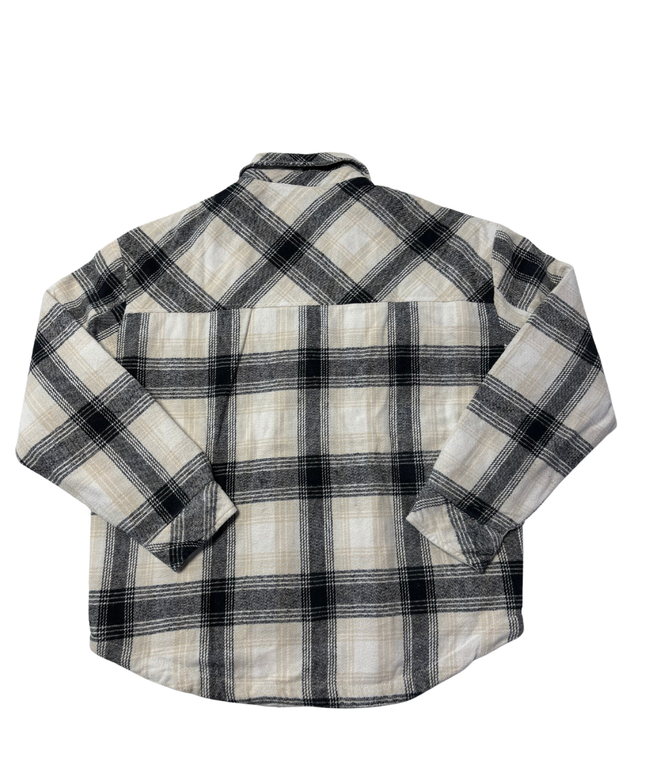 Aeropostale Black and Beige Plaid Button-Down Jacket