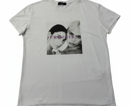 Bershka White Feminist Photo Print Graphic Tee