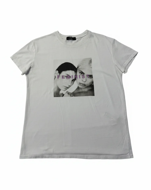 Bershka White Feminist Photo Print Graphic Tee