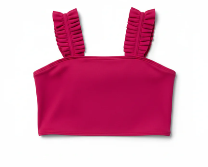 HABITUAL girl Pink Ruffle Strap Crop Top