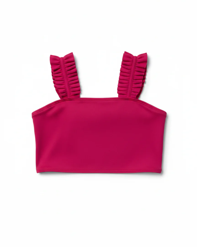HABITUAL girl Pink Ruffle Strap Crop Top