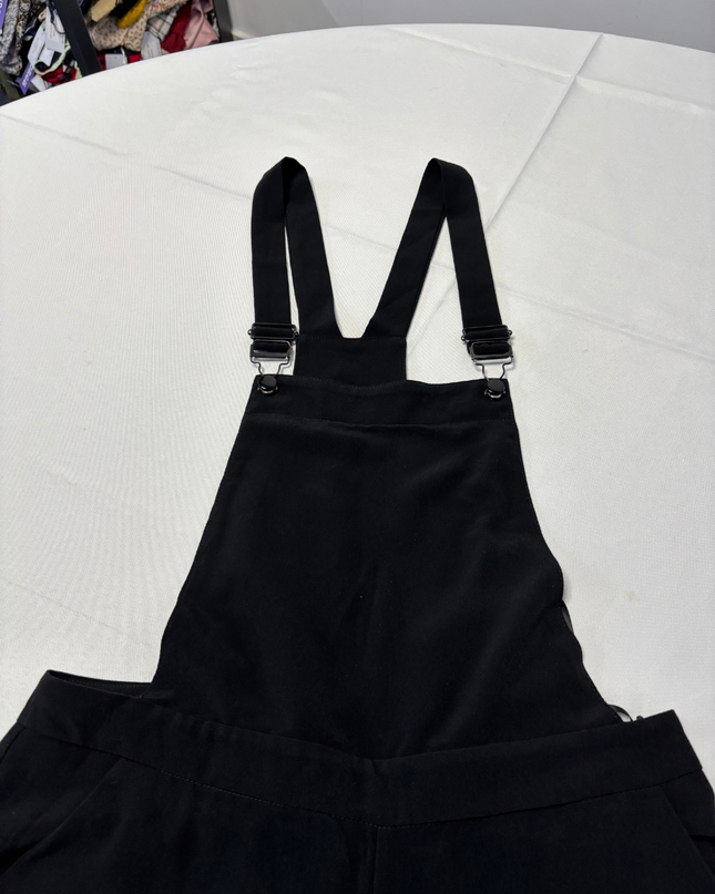 River Island Black Wide-Leg Dungaree Jumpsuit