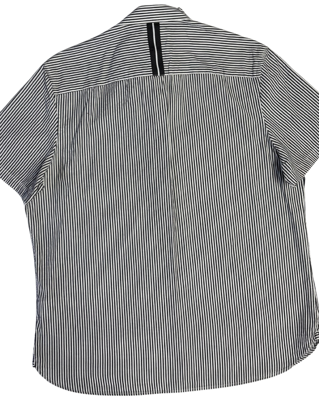 Calvin Klein Black/White Striped Short Sleeve Button-Down Shirt