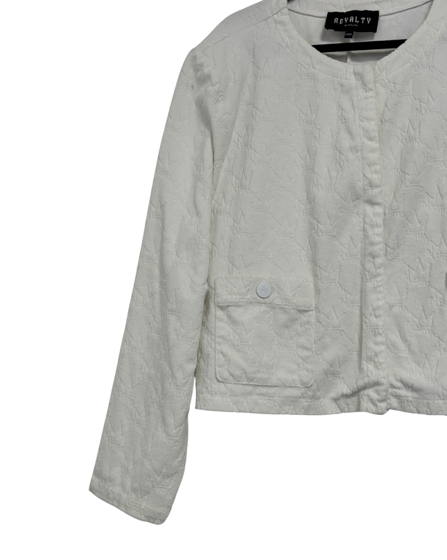 Royalty by Maluma White Textured Crown Jacquard Jacket