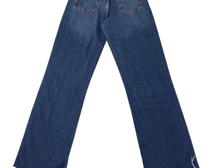 Zara Blue High-Rise Wide Leg Jeans with Raw Hem
