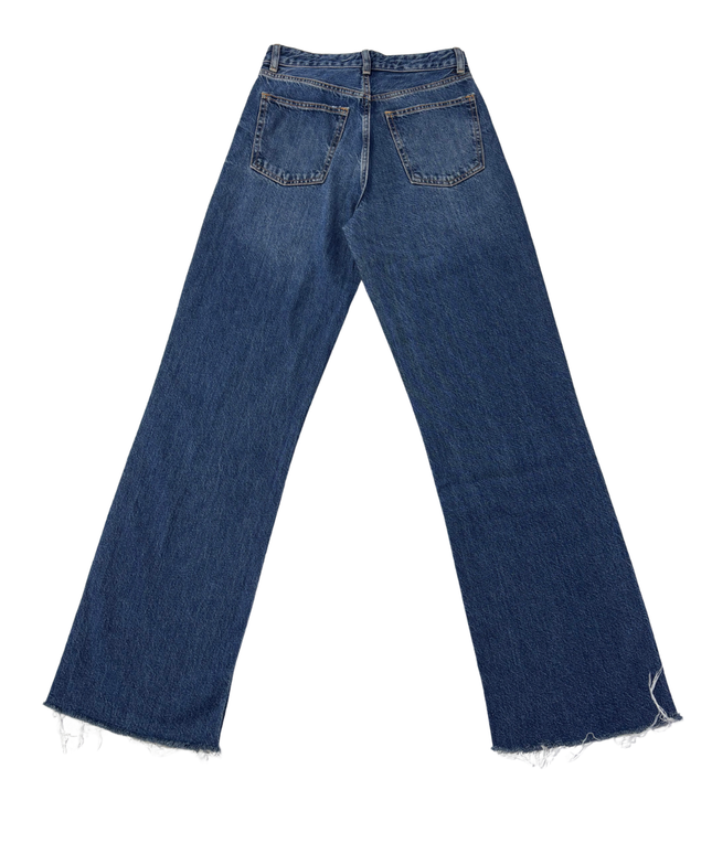 Zara Blue High-Rise Wide Leg Jeans with Raw Hem