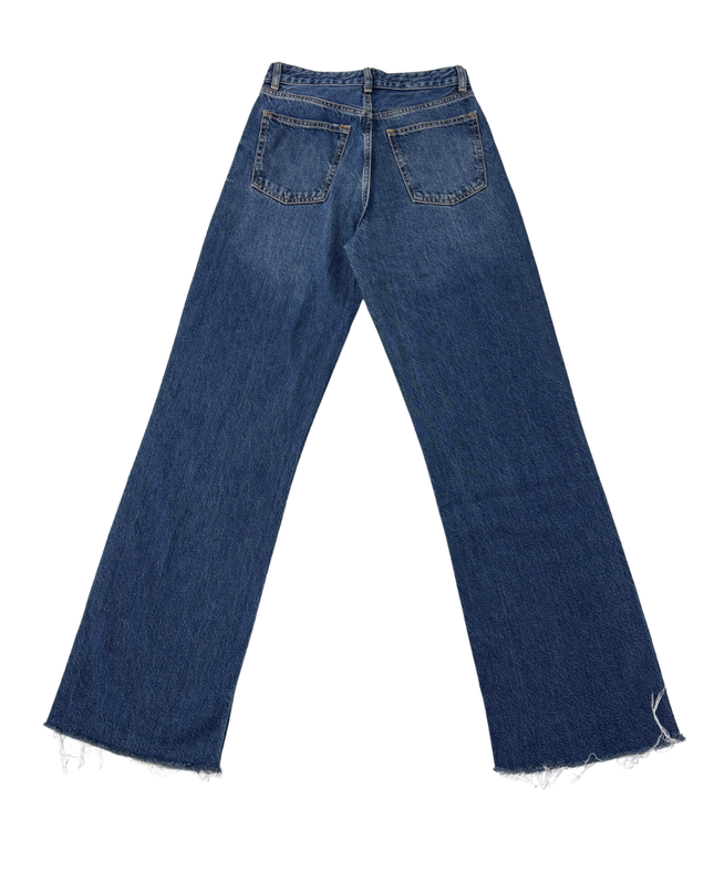 Zara Blue High-Rise Wide Leg Jeans with Raw Hem