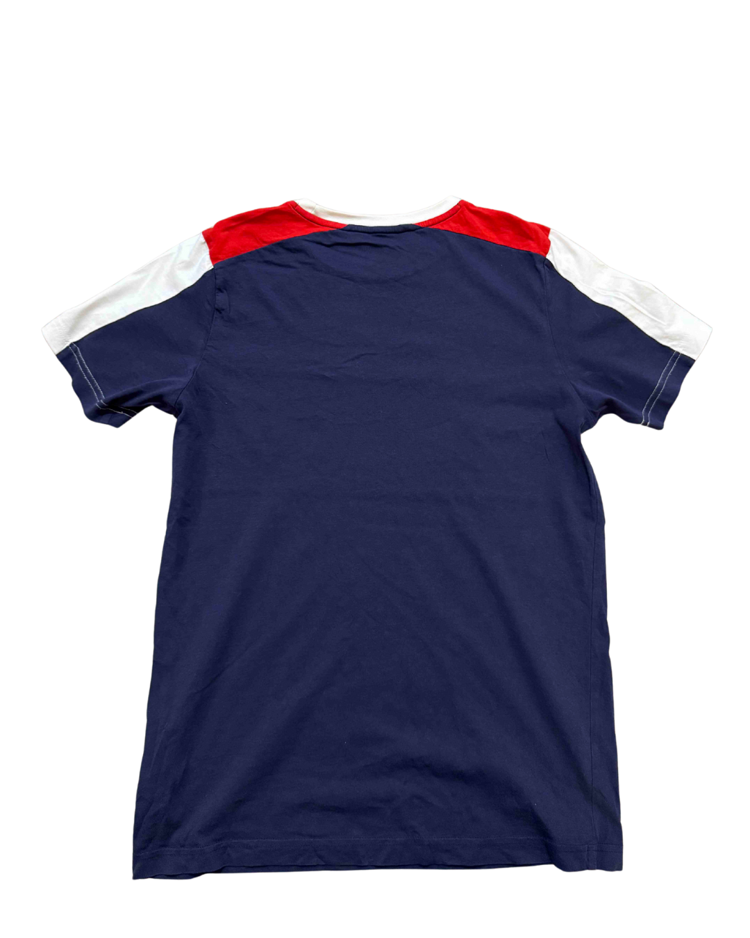 Puma Tricolor Navy, White & Red Panel Logo T-Shirt - S