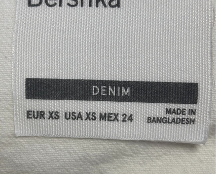 Bershka White Cropped Denim Jacket with Raw Hem