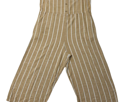 Anko Tan/White Striped Sleeveless V-Neck Wide Leg Jumpsuit