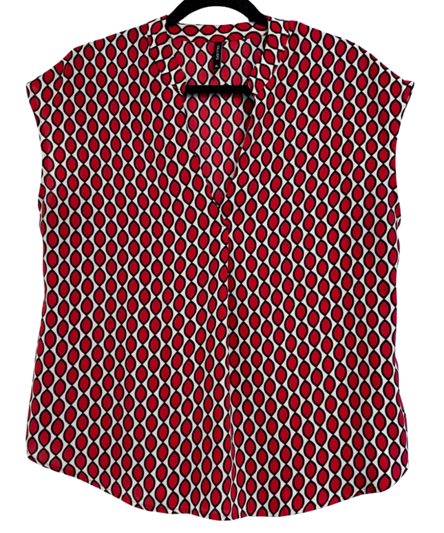 Calliope Red/Black/White Pattern Geometric Sleeveless Blouse