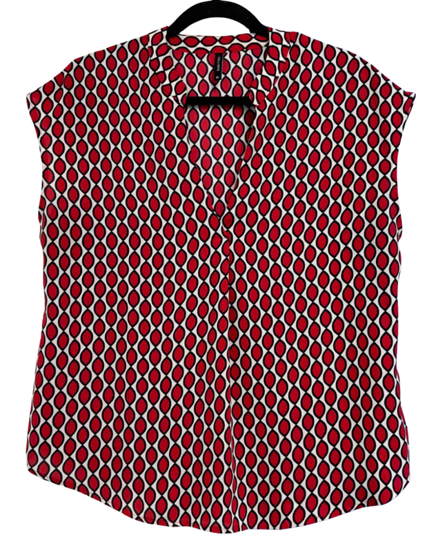 Calliope Red/Black/White Pattern Geometric Sleeveless Blouse