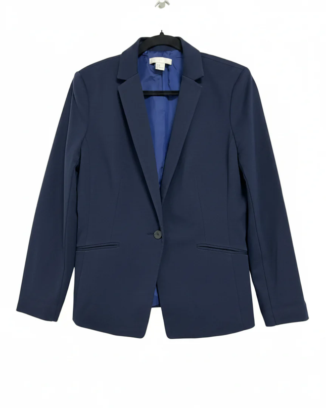 H&M Navy Blue Tailored Single-Button Blazer