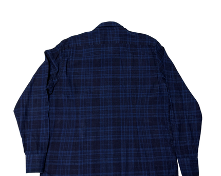 Barbour Men's Navy Blue Tartan Plaid Flannel Button-Down Shirt