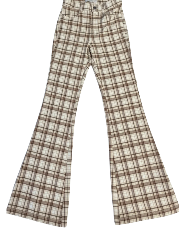 Hollister Brown Plaid Ultra High-Rise Flare Pants
