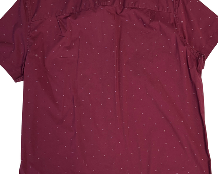 American Eagle Maroon Short Sleeve Geometric Print Button-Down Shirt