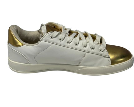 LEFTMAN White and Gold Low Top Sneakers