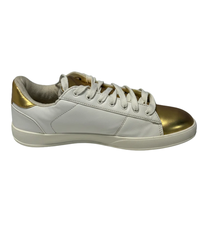 LEFTMAN White and Gold Low Top Sneakers