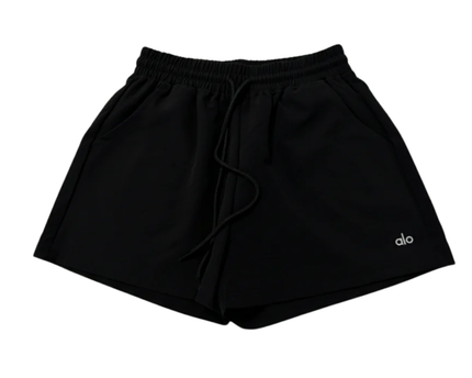 Alo Black Drawstring Cotton-Blend Sports Shorts