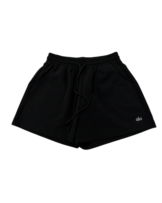 Alo Black Drawstring Cotton-Blend Sports Shorts