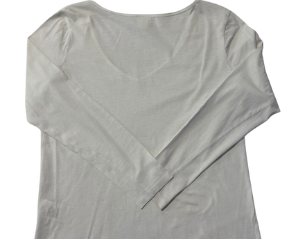 H&M White V-Neck Long Sleeve Cotton T-Shirt