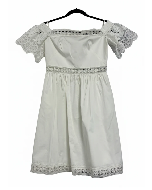 Ted Baker White Loulah Lace Trim Cotton Dress
