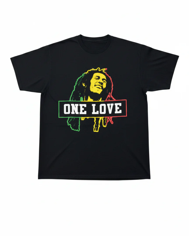 Zion Rootswear Black Bob Marley One Love Graphic Tee
