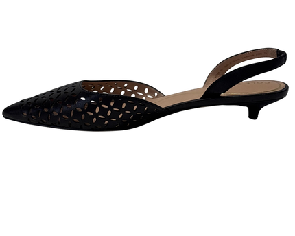 Cole Haan Black Perforated Leather Kitten Heel Shoes W/Box