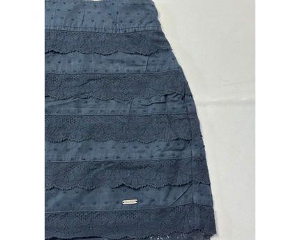 Hollister Navy Blue Tiered Eyelet Lace Mini Skirt
