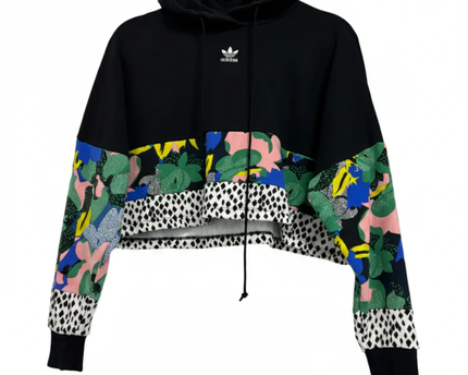 Adidas Black/Multicolor Floral Her Studio London Cropped Hoodie