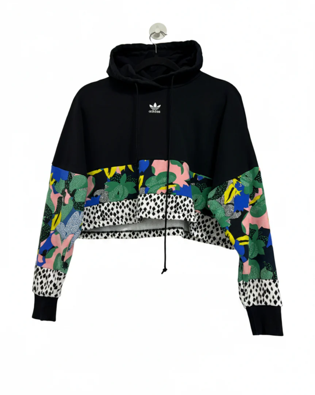 Adidas Black/Multicolor Floral Her Studio London Cropped Hoodie
