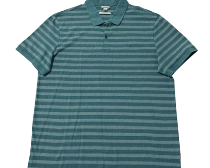 Calvin Klein Teal Striped Liquid Cotton Polo Shirt