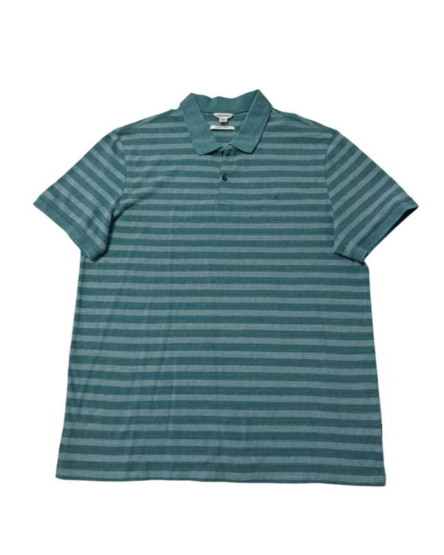 Calvin Klein Teal Striped Liquid Cotton Polo Shirt