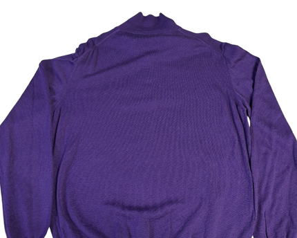 Lacoste Purple Quarter-Button Knit Sweater