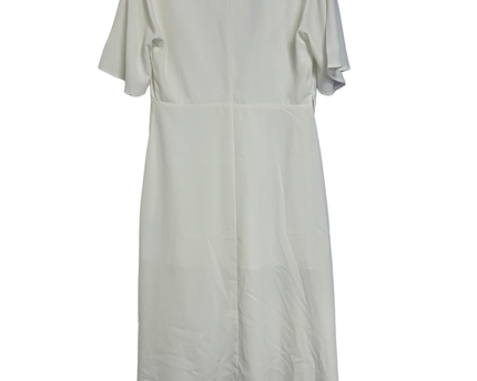 Forever 21 White V-Neck Tie-Front Short Sleeve Midi Dress