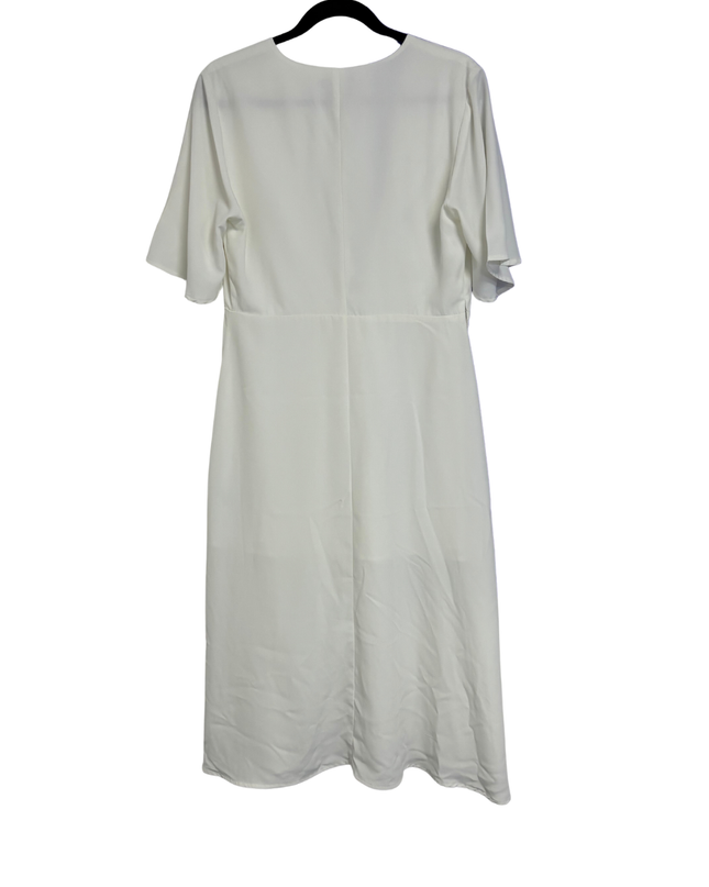 Forever 21 White V-Neck Tie-Front Short Sleeve Midi Dress