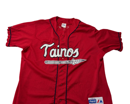Majestic Red Tainos Graphic Mesh Baseball Jersey