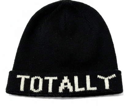 Hollister Black 'TOTALLY' Graphic Knit Beanie