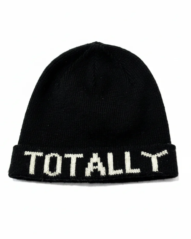 Hollister Black 'TOTALLY' Graphic Knit Beanie