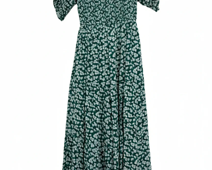 Abercrombie & Fitch Green Floral Smocked Midi Dress
